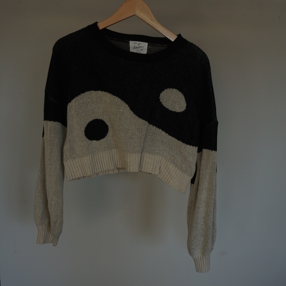 Yin Yang Peace Cropped Sweater - Native One Boutique